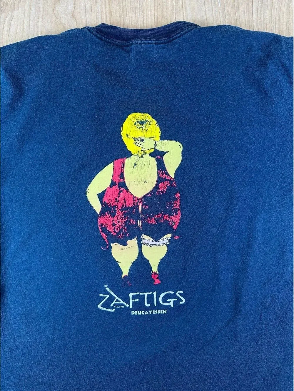 Vintage 90s Zaftigs Delicatessan tshirt xlarge cartoon woman massachusetts